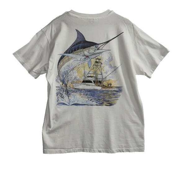 VINTAGE Guy Harvey Shirt Mens Large Fishing Can't Touch Dis USA Hanes Beefy Tee - Picture 1 of 11